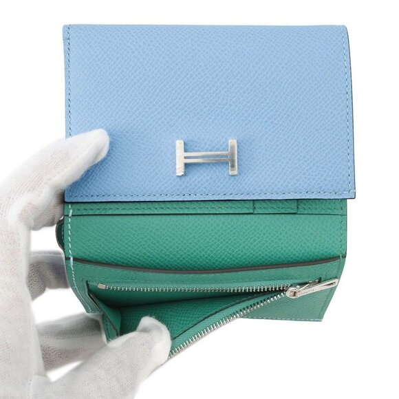 HERMES Bearn Combination Verso Epsom Celeste/Vert Jade - Picture 5 of 11